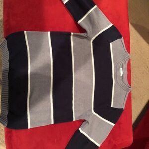 Boys Navy and Gray Striped Sweater